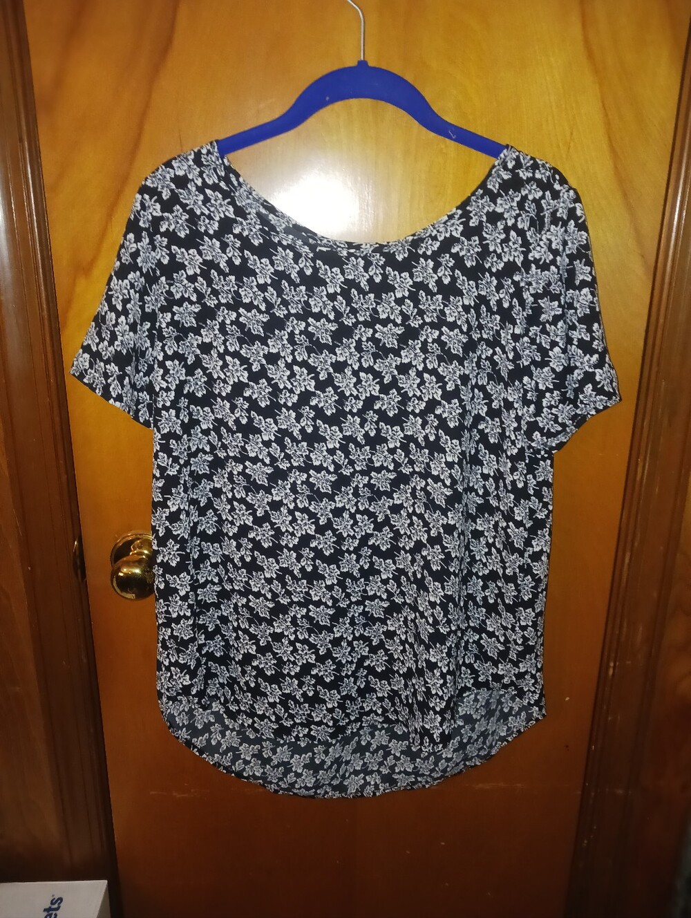 Premise Black Short-Sleeve Floral Print Top